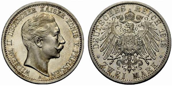 2 Mark Königreich Preußen (1701-1918) Silber Wilhelm II, German Emperor (1859-1941)