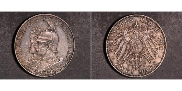 2 Mark Königreich Preußen (1701-1918) Silber Wilhelm II, German Emperor (1859-1941)