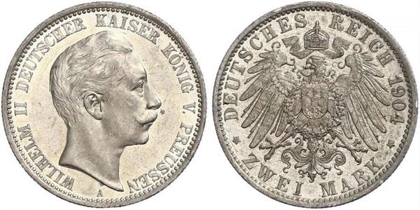 2 Mark Königreich Preußen (1701-1918) Silber Wilhelm II, German Emperor (1859-1941)