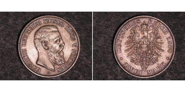 2 Mark Königreich Preußen (1701-1918) Silber Friedrich III. (Deutsches Reich) (1831-1888)