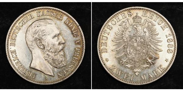2 Mark Königreich Preußen (1701-1918) Silber Friedrich III. (Deutsches Reich) (1831-1888)