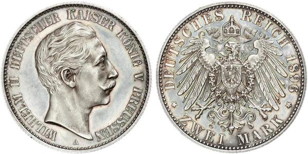 2 Mark Königreich Preußen (1701-1918) Silber Wilhelm II, German Emperor (1859-1941)