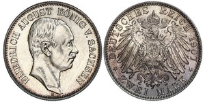 2 Mark Königreich Sachsen (1806 - 1918) Silber Friedrich August III. (Sachsen) (1865-1932)