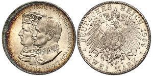 2 Mark Königreich Sachsen (1806 - 1918) Silber Friedrich August III. (Sachsen) (1865-1932)