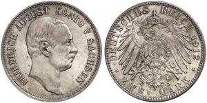 2 Mark Königreich Sachsen (1806 - 1918) Silber Friedrich August III. (Sachsen) (1865-1932)