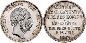2 Mark Königreich Sachsen (1806 - 1918) Silber Albert (Sachsen)
