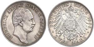 2 Mark Königreich Sachsen (1806 - 1918) Silber Friedrich August III. (Sachsen) (1865-1932)