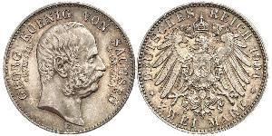 2 Mark Königreich Sachsen (1806 - 1918) Silber Georg (Sachsen)