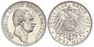 2 Mark Königreich Sachsen (1806 - 1918) Silber Friedrich August III. (Sachsen) (1865-1932)