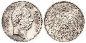 2 Mark Königreich Sachsen (1806 - 1918) Silber Georg (Sachsen)