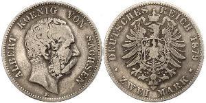 2 Mark Königreich Sachsen (1806 - 1918) Silber Albert (Sachsen)