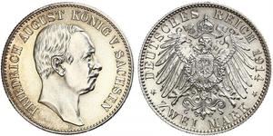 2 Mark Königreich Sachsen (1806 - 1918) Silber Friedrich August III. (Sachsen) (1865-1932)