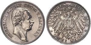 2 Mark Königreich Sachsen (1806 - 1918) Silber Friedrich August III. (Sachsen) (1865-1932)