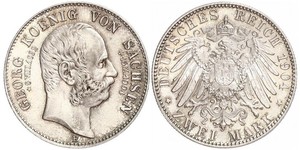 2 Mark Königreich Sachsen (1806 - 1918) Silber Georg (Sachsen)