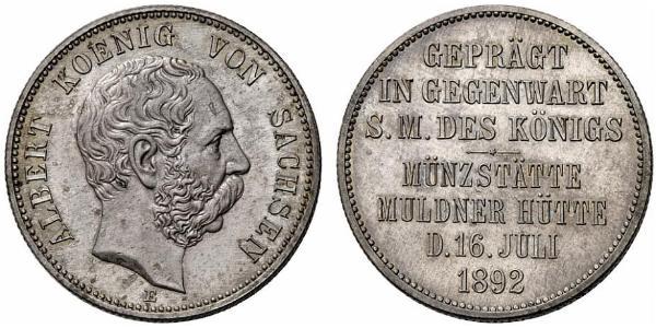 2 Mark Königreich Sachsen (1806 - 1918) Silber Albert (Sachsen)