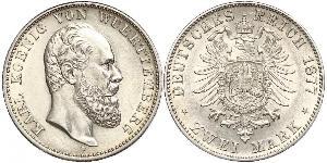 2 Mark Königreich Württemberg (1806-1918) Silber Karl (Württemberg)