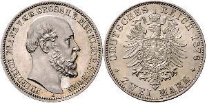 2 Mark Mecklenburg-Schwerin (1352-1918) Silber Friedrich Franz II. (Mecklenburg)