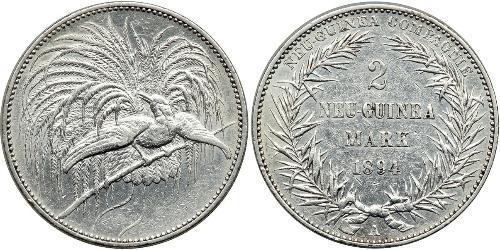 2 Mark Neuguinea Silber 