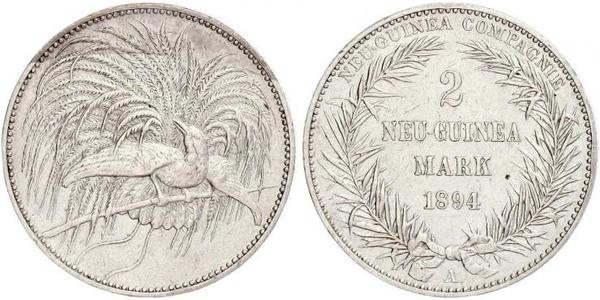 2 Mark Neuguinea Silber 