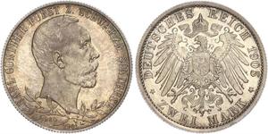 2 Mark Schwarzburg-Sondershausen (1599-1920) Silber 