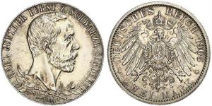 2 Mark Schwarzburg-Sondershausen (1599-1920) Silber 