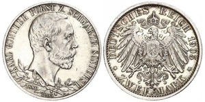 2 Mark Schwarzburg-Sondershausen (1599-1920) Silber 