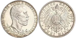 2 Mark Schwarzburg-Sondershausen (1599-1920) Silber 