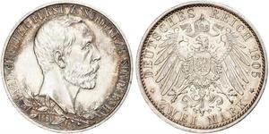 2 Mark Schwarzburg-Sondershausen (1599-1920) Silber 