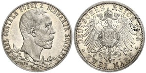 2 Mark Schwarzburg-Sondershausen (1599-1920) Silber 