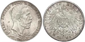 2 Mark Schwarzburg-Sondershausen (1599-1920) Silber 