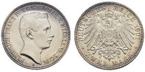 2 Mark Duchy of Mecklenburg-Schwerin (1352-1918) Silver Frederick Francis IV, Grand Duke of Mecklenburg (1882 - 1945)