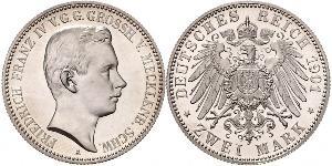 2 Mark Duchy of Mecklenburg-Schwerin (1352-1918) Silver Frederick Francis IV, Grand Duke of Mecklenburg (1882 - 1945)