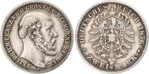 2 Mark Duchy of Mecklenburg-Schwerin (1352-1918) Silver Frederick Francis II, Grand Duke of Mecklenburg-Schwerin