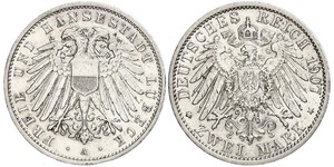 2 Mark Free City of Lübeck Silver 