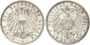 2 Mark Free City of Lübeck Silver 