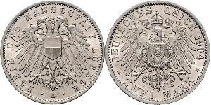 2 Mark Free City of Lübeck Silver 