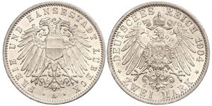 2 Mark Free City of Lübeck Silver 