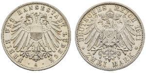 2 Mark Free City of Lübeck Silver 