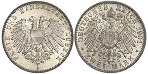 2 Mark Free City of Lübeck Silver 