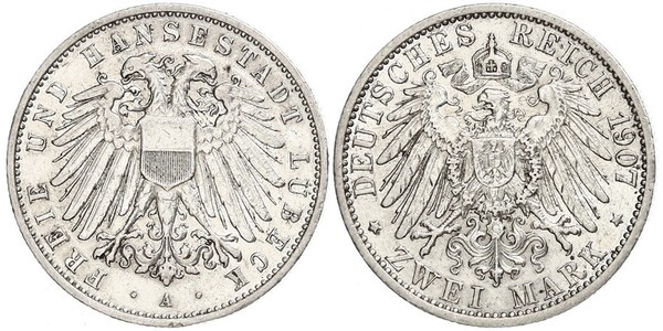 2 Mark Free City of Lübeck Silver 