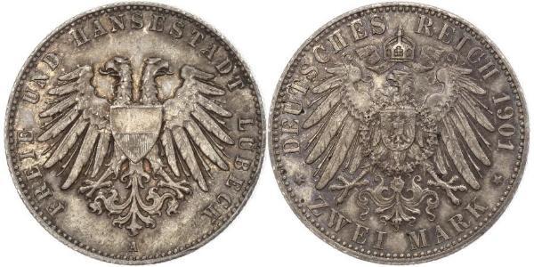 2 Mark Free City of Lübeck Silver 