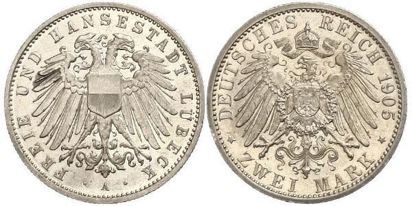 2 Mark Free City of Lübeck Silver 