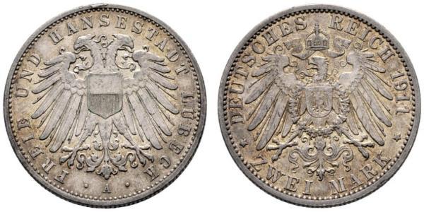 2 Mark Free City of Lübeck Silver 