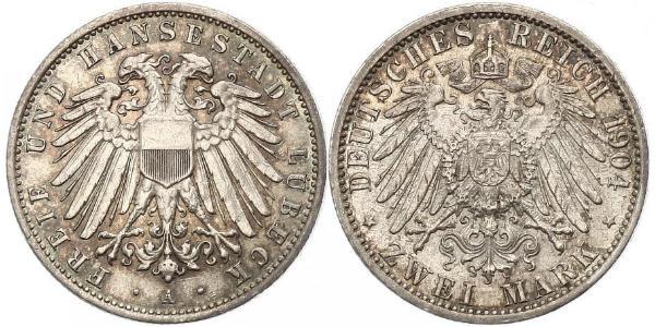 2 Mark Free City of Lübeck Silver 