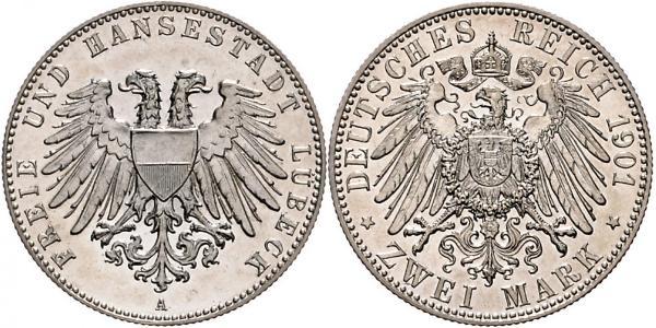 2 Mark Free City of Lübeck Silver 