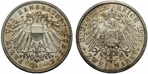 2 Mark Free City of Lübeck Silver 