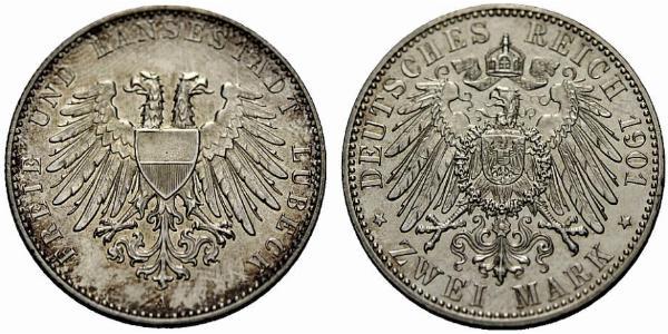 2 Mark Free City of Lübeck Silver 