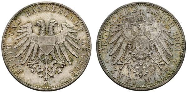 2 Mark Free City of Lübeck Silver 