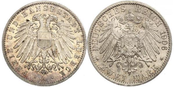 2 Mark Free City of Lübeck Silver 