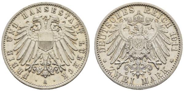 2 Mark Free City of Lübeck Silver 